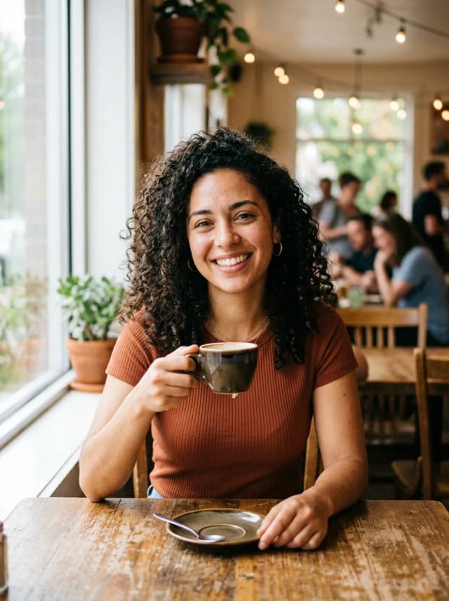 Young woman in cafe