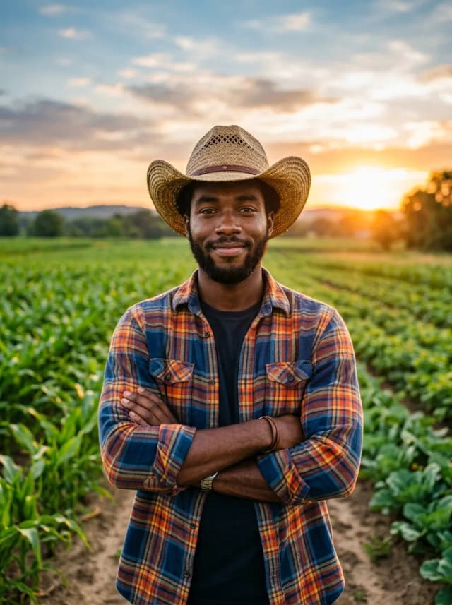 Young farmer in field